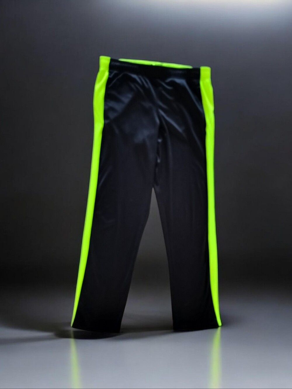 Champion Women’s Athletic Pants Black w/ Neon Green Side Stripe Activewear 31"